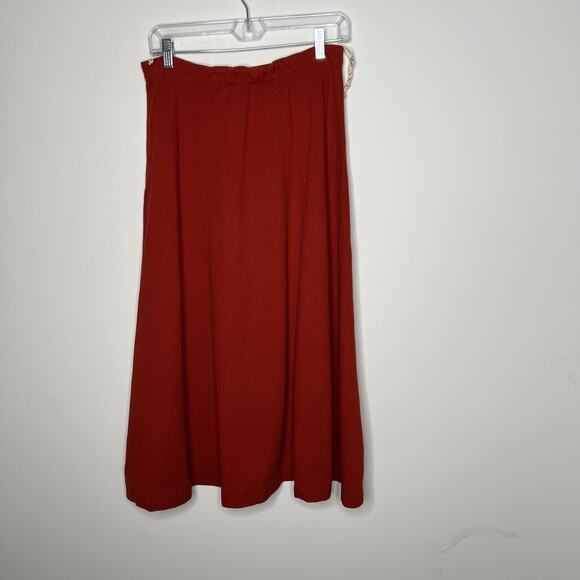 IDA Skirt Womens Small Red Button Front Boho Midi Elastic Waist Brazil - Picture 2 of 8